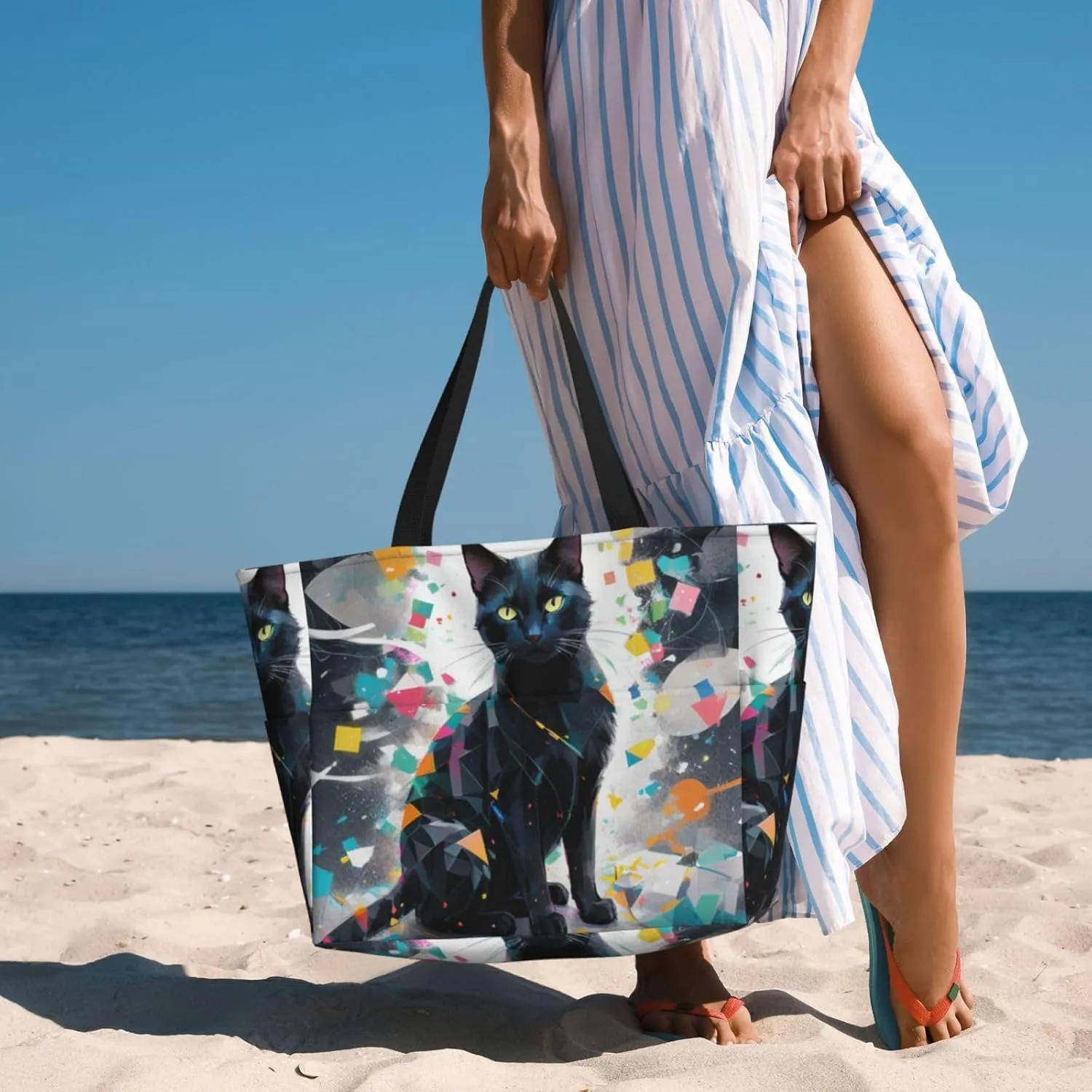Beach Bags for Women Large Waterproof Sandproof Beach Tote Swim Pool Bag with Zipper for Travel Vacation