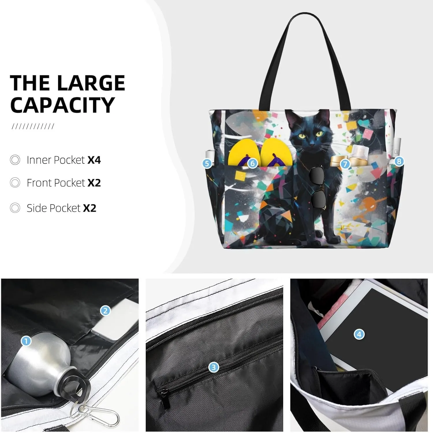 Beach Bags for Women Large Waterproof Sandproof Beach Tote Swim Pool Bag with Zipper for Travel Vacation