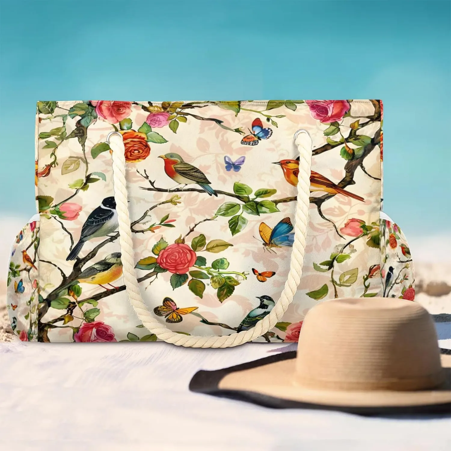 Beach Bags for Women Waterproof Sandproof Large Beach Tote Bag with Zipper Swim Pool Bag for Travel Outdoor