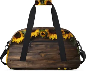Beach Sunflower Boys Girls Gym Bag Dance Perform Training Duffel Bags Weekender Carry-On Tote Luggage Bag Ideal for School Practice or Overnight Trips Sunflower