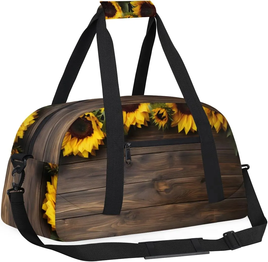 Beach Sunflower Boys Girls Gym Bag Dance Perform Training Duffel Bags Weekender Carry-On Tote Luggage Bag Ideal for School Practice or Overnight Trips Sunflower