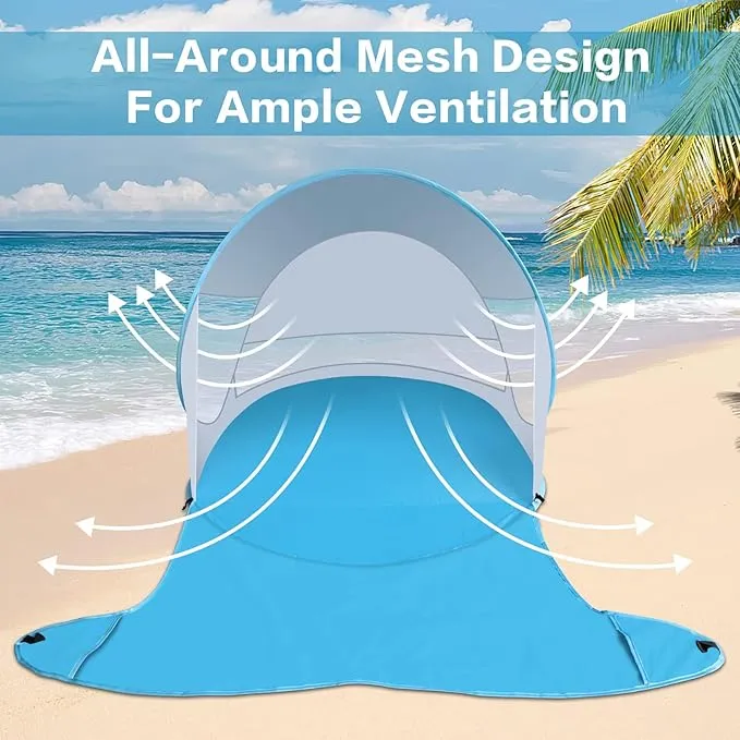 Beach Tent, Large Automatic Instant Pop Up Beach Shade, UPF 50  Portable Sun Shelter Anti UV Beach Umbrella Baby Tent with Carrying Bag Fit for 2 Person