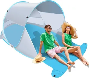 Beach Tent, Large Automatic Instant Pop Up Beach Shade, UPF 50  Portable Sun Shelter Anti UV Beach Umbrella Baby Tent with Carrying Bag Fit for 2 Person