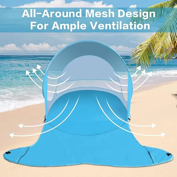 Beach Tent, Large Automatic Instant Pop Up Beach Shade, UPF 50  Portable Sun Shelter Anti UV Beach Umbrella Baby Tent with Carrying Bag Fit for 2 Person