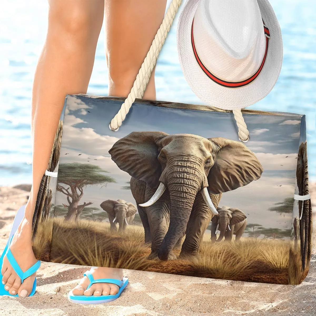 Beach Tote Bag, Large Waterproof Swim Pool Bag Summer Travel Beach Bag