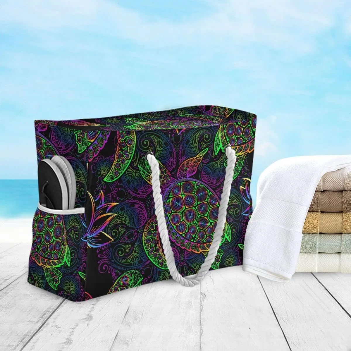 Beach Tote Bags for Women, Starfish Beach Large Beach Shoulder Bag Pool Bags Purse
