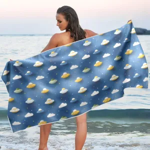 Beach Towel Cartoon UFO Print Oversized Thin 30x60 in Quick Dry Sandproof Beach Blanket with Storage Bag