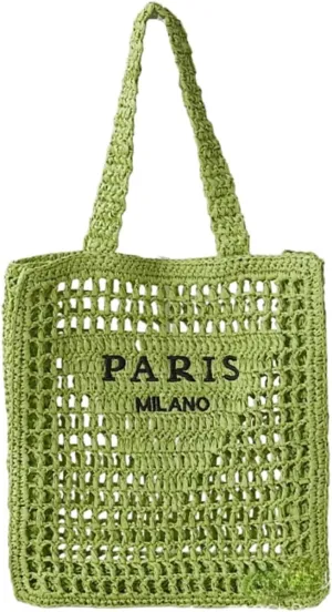 Beach Woven Crochet Bag for Women Straw Hobo Mesh Tote Knit Bags, for Daily Picnic Summer Holiday Travel Vacation