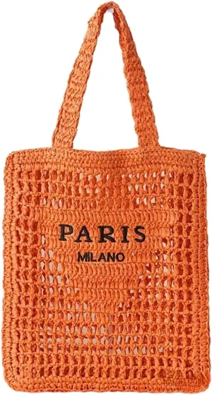 Beach Woven Crochet Bag for Women Straw Hobo Mesh Tote Knit Bags, for Daily Picnic Summer Holiday Travel Vacation