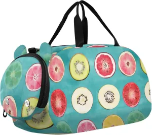 Beauty Fruit Teal Boy's Gym Duffel Bag with Shoes Compartment Lightweight Gymnastics Sports Bag for Beach Swim Bags Pool Sports