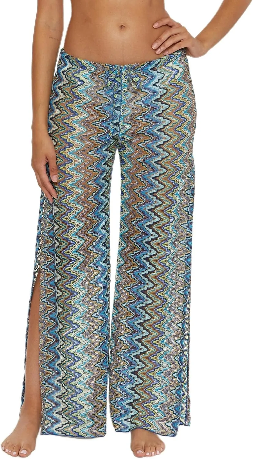BECCA Sundown Crochet Knit Pants, Casual, Split Leg, Beach Cover Ups for Women