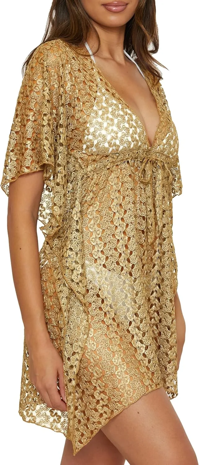 BECCA Sundown Crochet Knit Tunic, Plunge Neck, Casual, Beach Cover Ups for Women