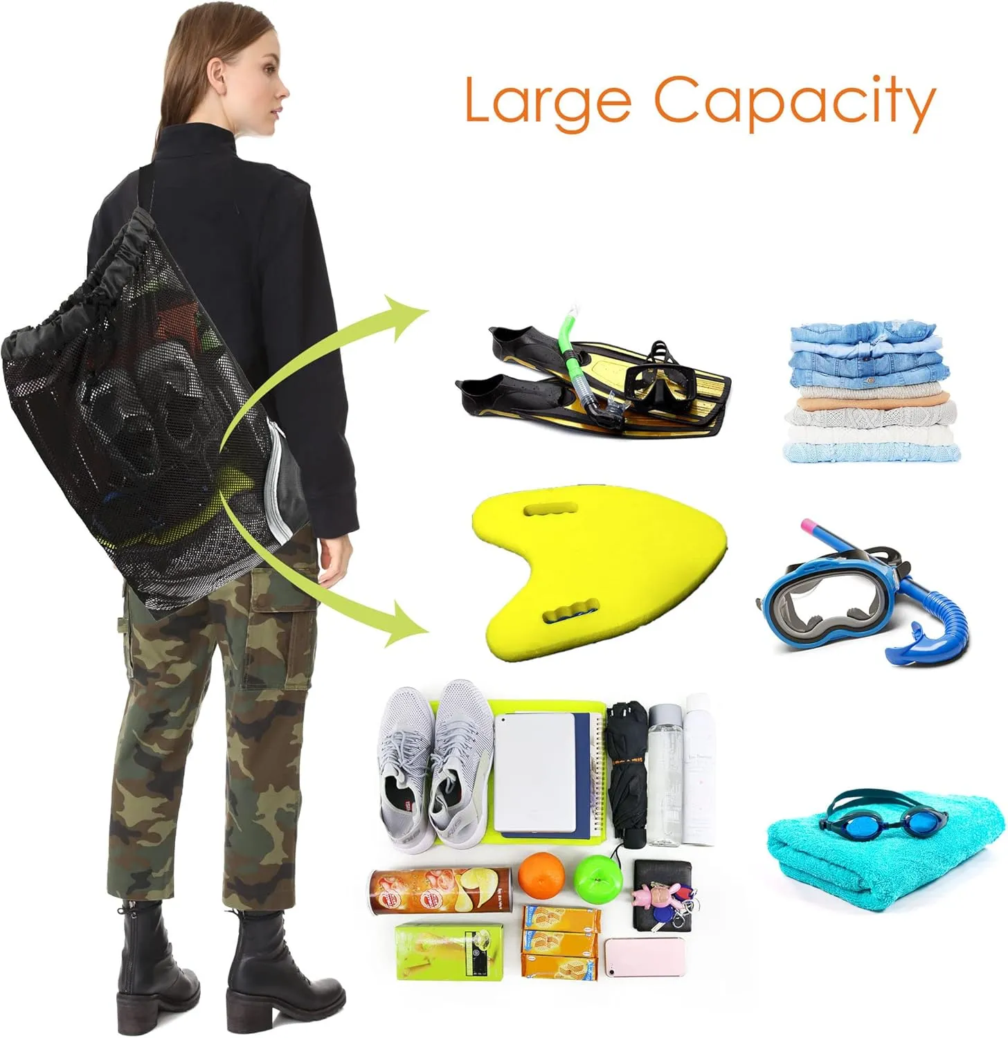 BeeGreen Drawstring Bags Backapck for Men Women Athletic Gym Sports Workout Beach Swim