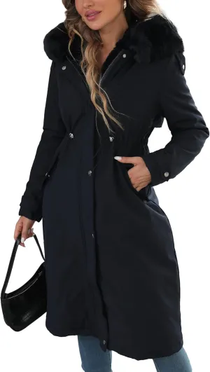 Bellivera Women's Puffer Jacket Lightweight Quilted Hooded Long Down Alternative Coat with Belt