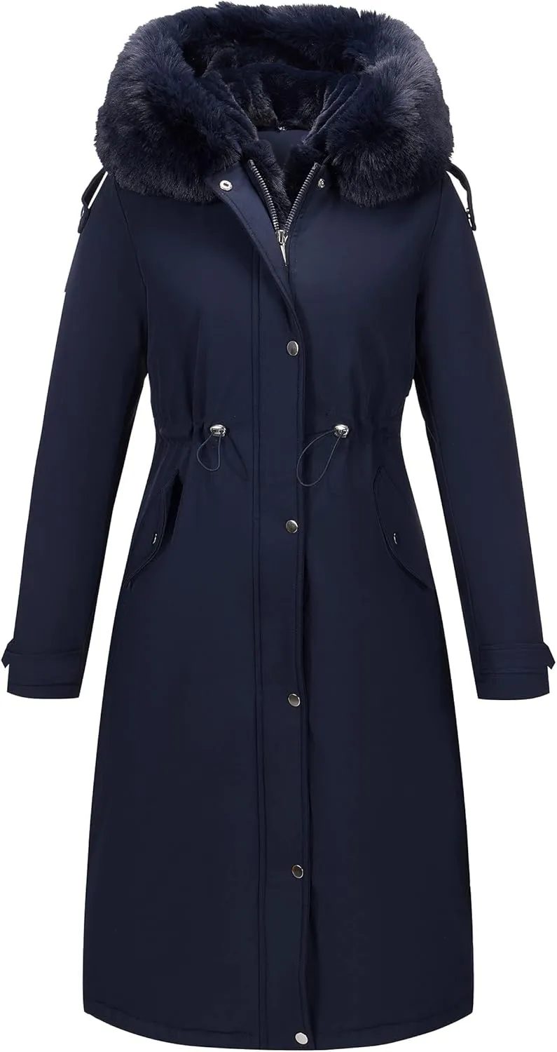 Bellivera Women's Puffer Jacket Lightweight Quilted Hooded Long Down Alternative Coat with Belt