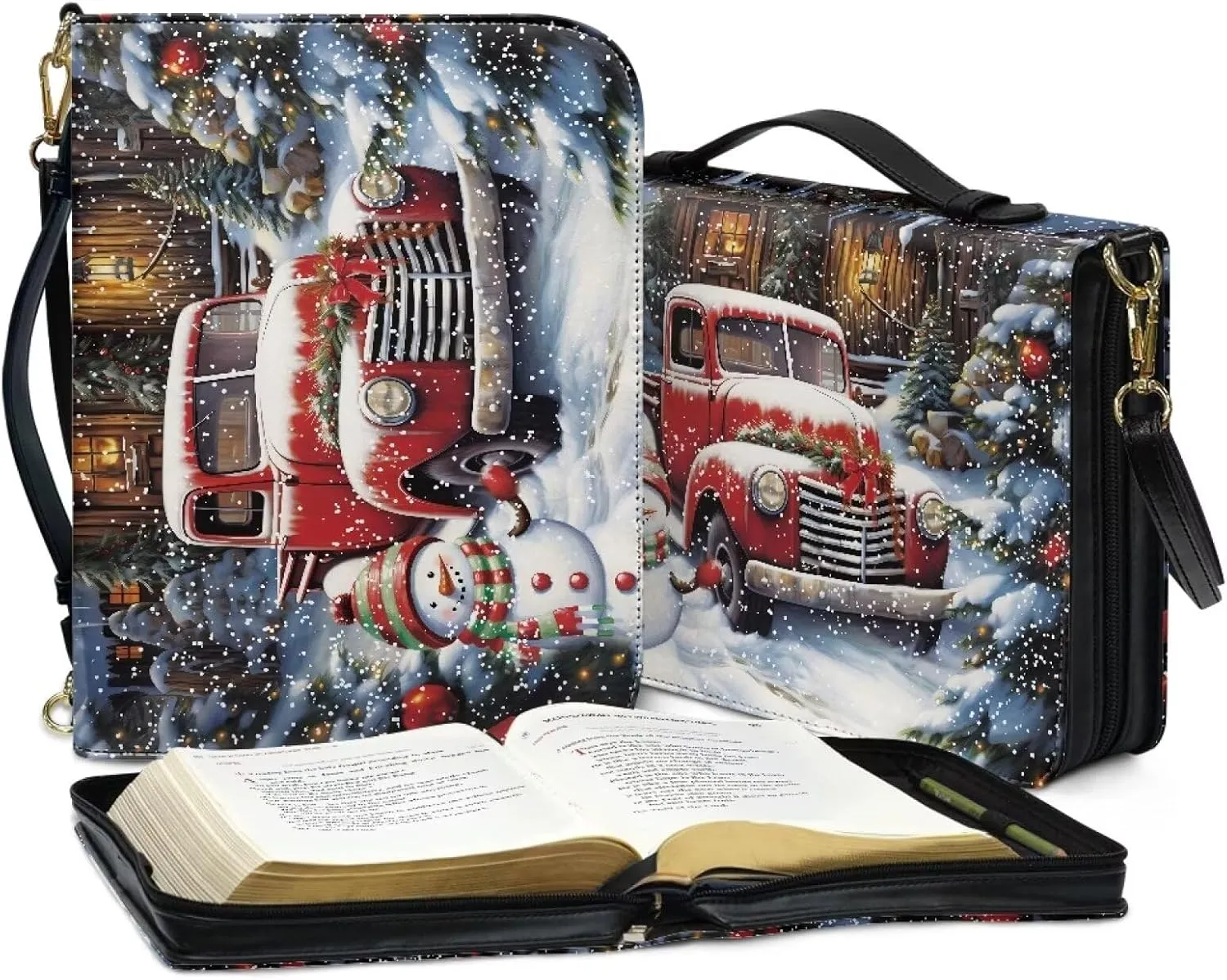 Bible Cover for Women Men Waterproof Crossbody Bag with Handle Tote Bag for Pens, Highlighters M-2XL