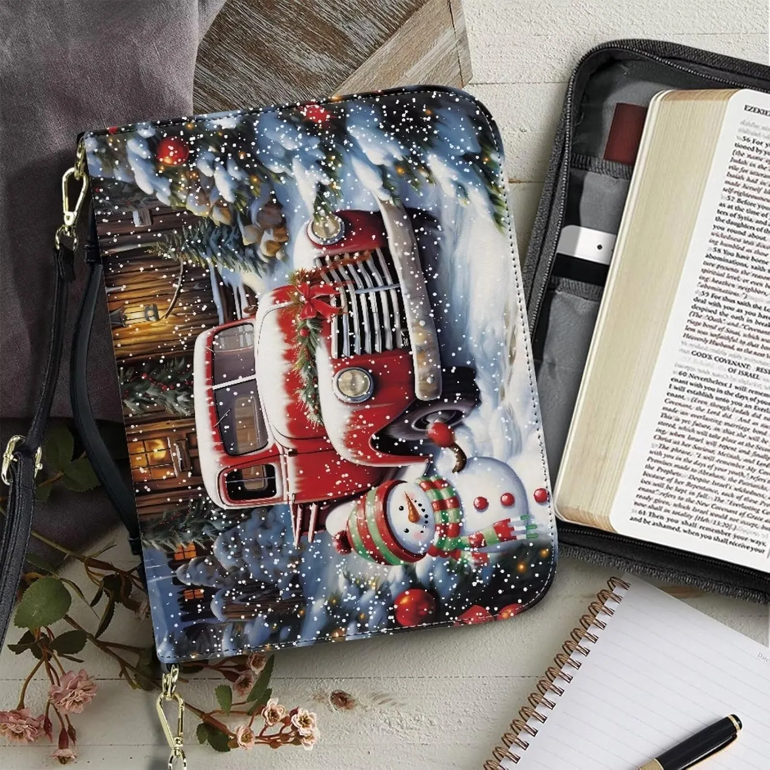 Bible Cover for Women Men Waterproof Crossbody Bag with Handle Tote Bag for Pens, Highlighters M-2XL