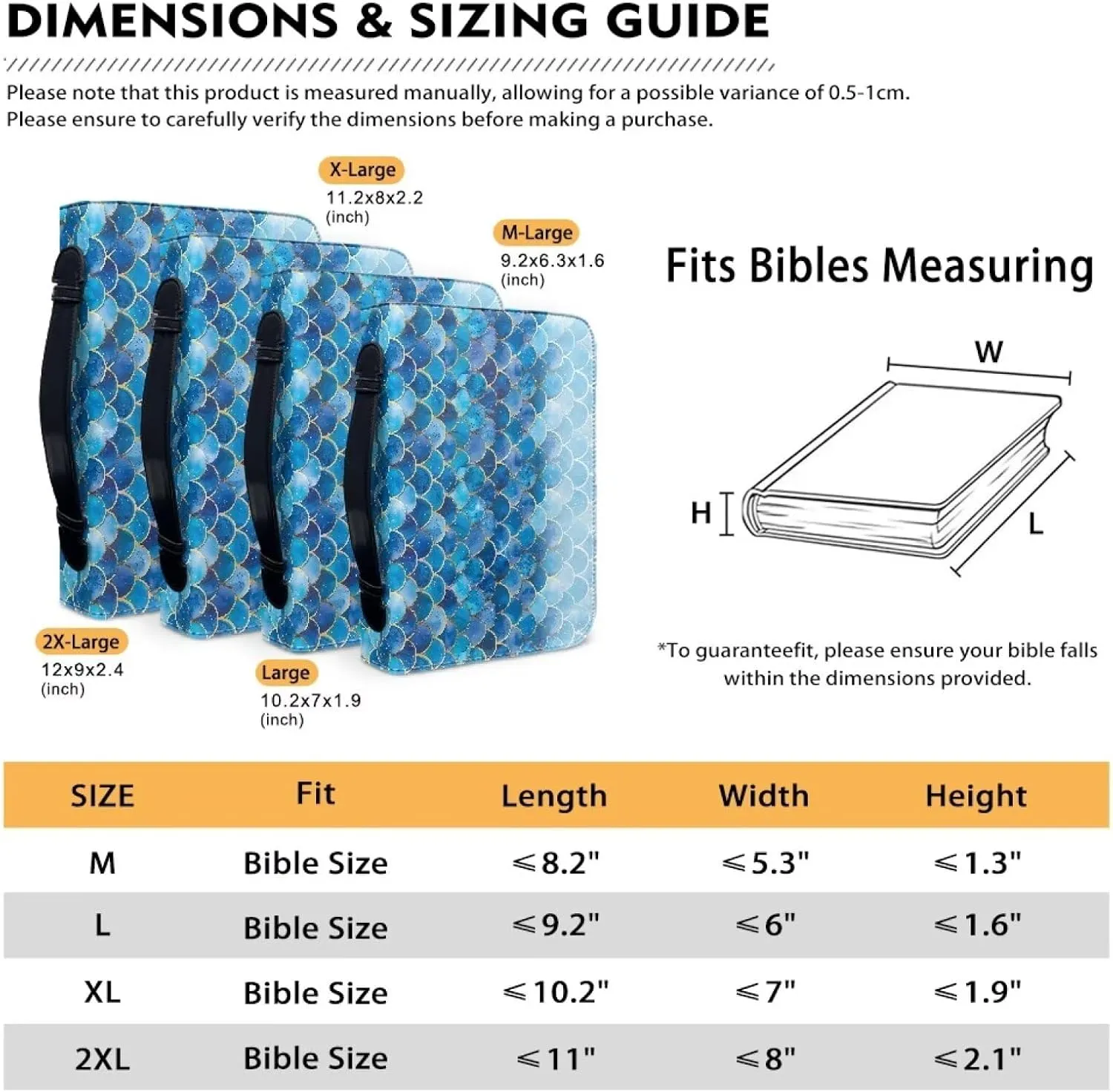 Bible Cover Men and Women Lightweight Bible Bags Carrying Book Case Bible Protective Cover Bible Study Bags