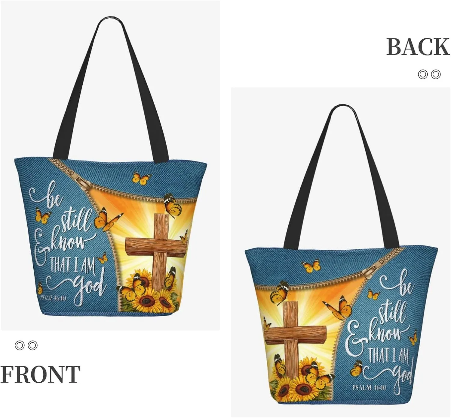 Bible Tote Bag for Women, Inspirational Scripture Christian Large Capacity Reusable Grocery Bags