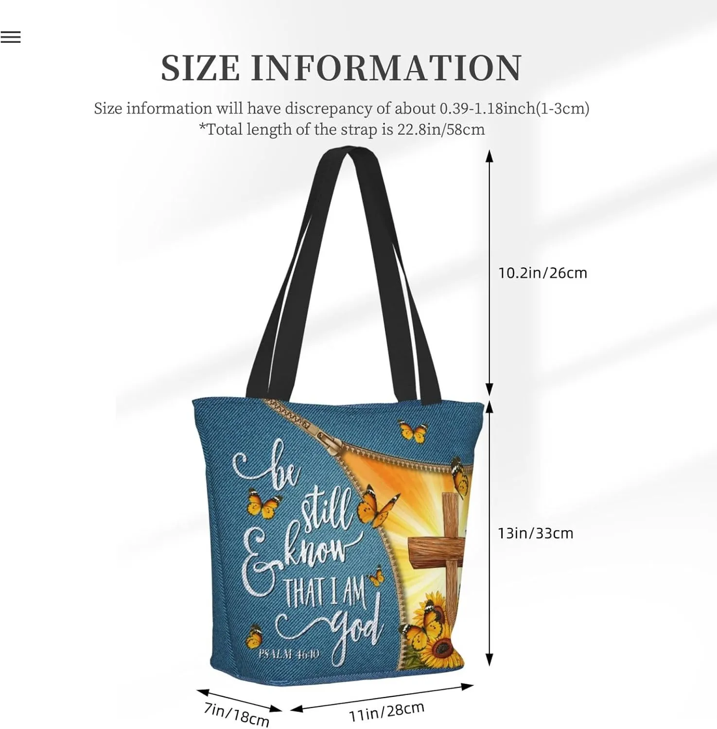 Bible Tote Bag for Women, Inspirational Scripture Christian Large Capacity Reusable Grocery Bags