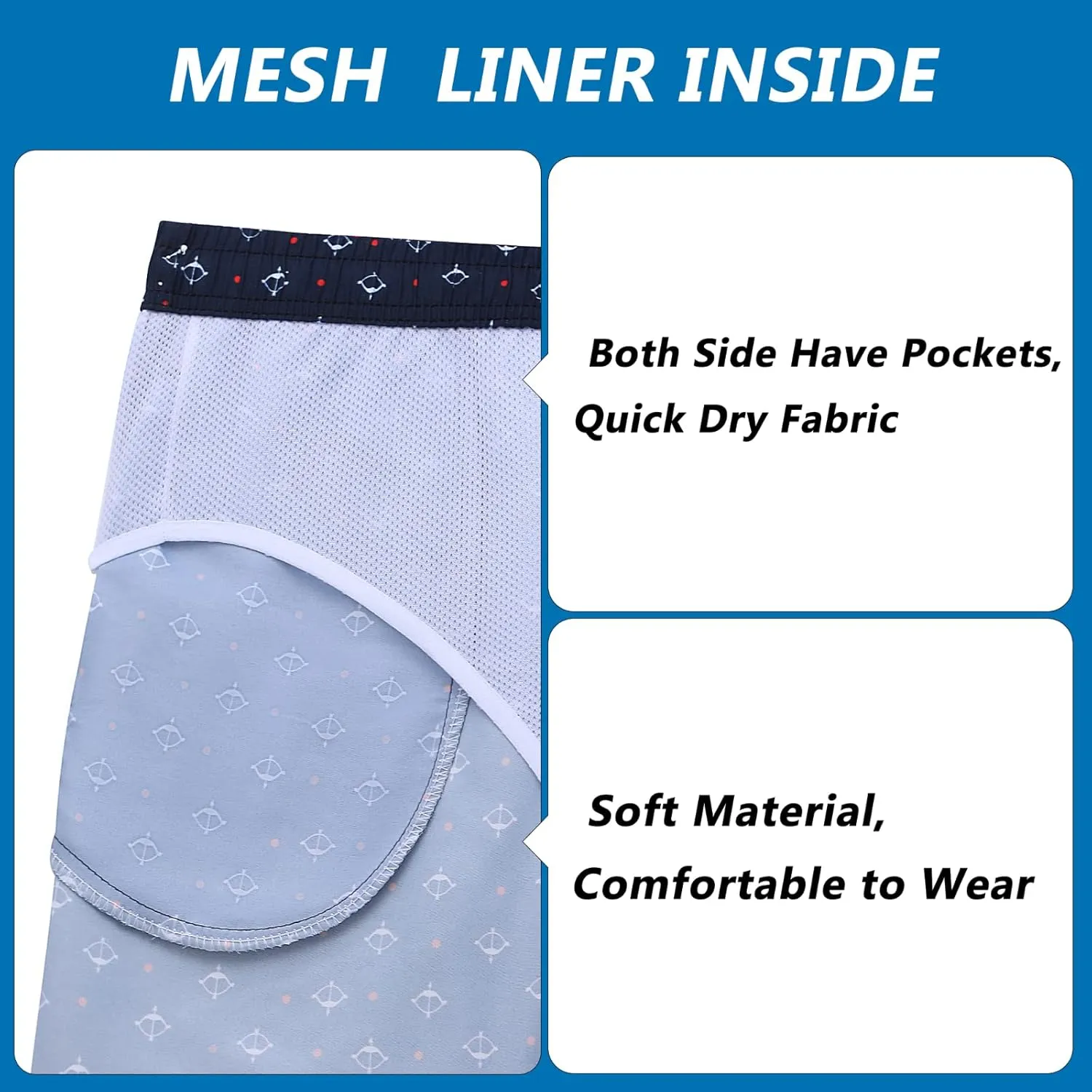 Biwisy Mens Swim Trunks Quick Dry Swim Shorts with Mesh Lining Funny Beach Shorts