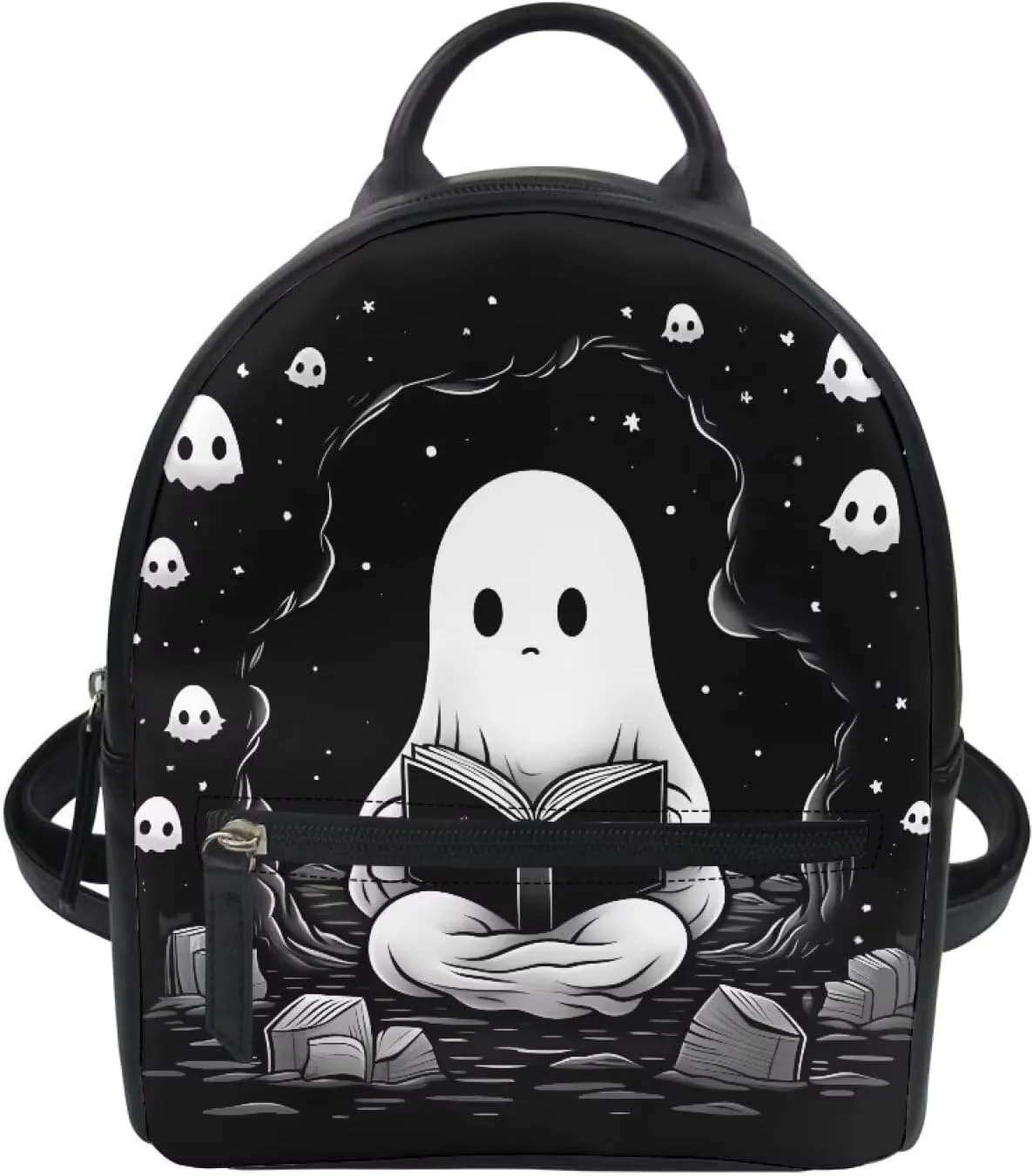 Black Ghoost Mini Backpack for Girls Mini Purse Shoulder Bags Casual Handbag Daypack Lightweight Kids Back Pack for Children and Adult Ideal for School Travel Beach