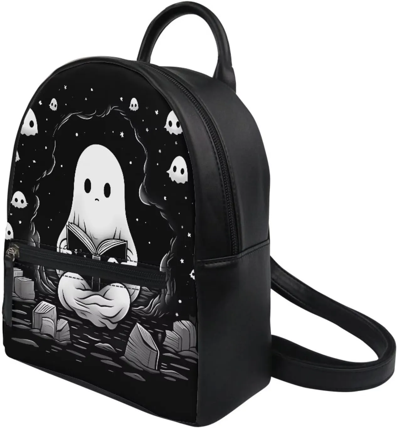 Black Ghoost Mini Backpack for Girls Mini Purse Shoulder Bags Casual Handbag Daypack Lightweight Kids Back Pack for Children and Adult Ideal for School Travel Beach