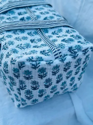 Block Print Weekender Boho Quilted - Overnight bag - Gym bag - Large Cotton Handmade Bag Quilted Fabric Duffle Bag Hand Luggage for Women 18x9x9"