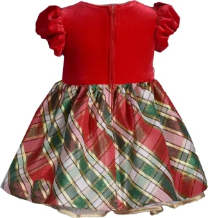 Bonnie Jean Girl's Christmas Dress - Holiday Plaid Dress for Baby, Toddler and Little Girls