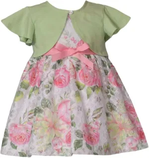 Bonnie Jean Girl's Easter Dress - Floral Dress with Short Sleeve Cardigan for Baby, Toddler, Little and Big Girls