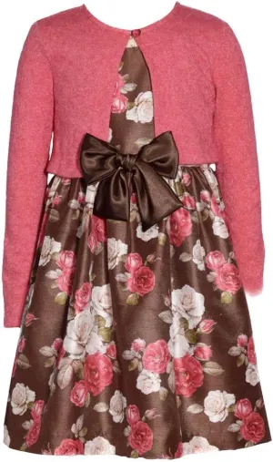 Bonnie Jean Girl's Thanksgiving Dress with Cardigan