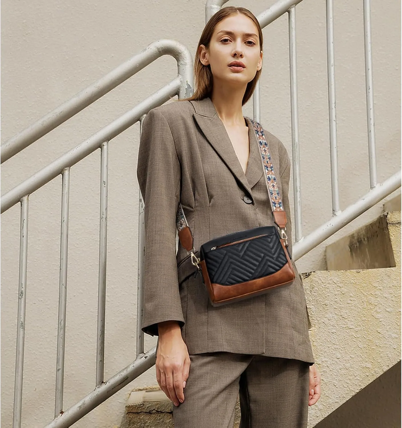 BOSTANTEN Crossbody Bags for Women Vegan Leather Purses Quilted Shoulder Handbags with Adjustable Shoulder Strap