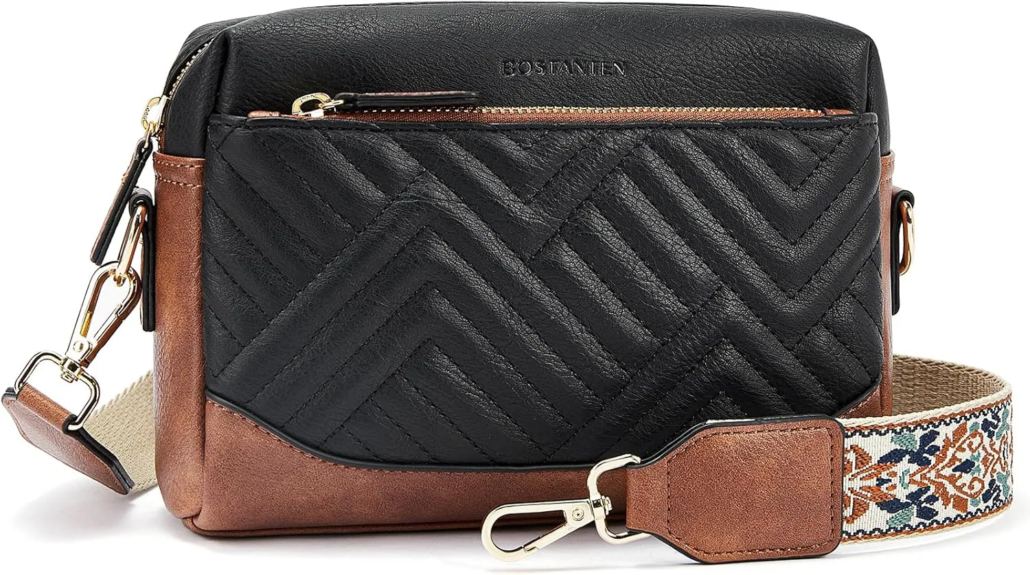 BOSTANTEN Crossbody Bags for Women Vegan Leather Purses Quilted Shoulder Handbags with Adjustable Shoulder Strap