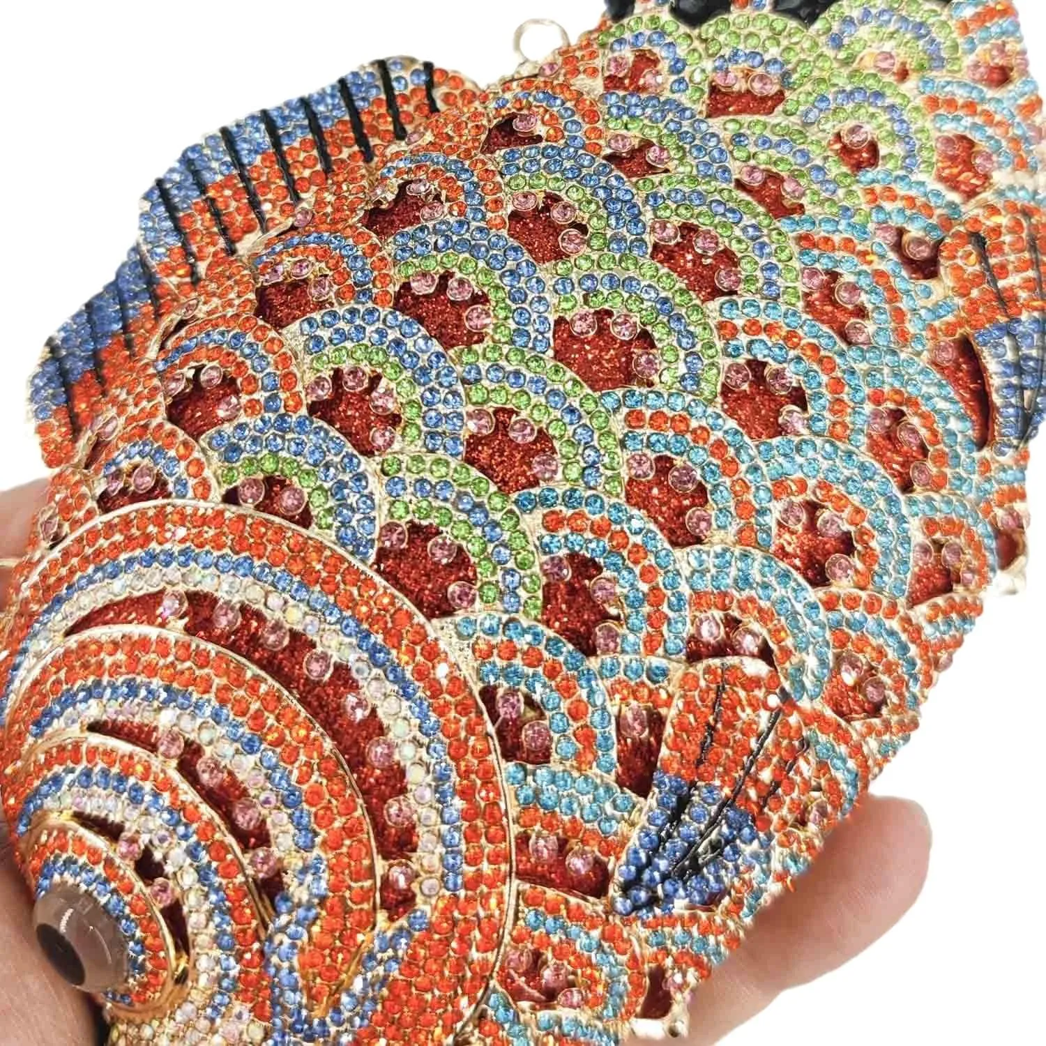Boutique De FGG Fish Rhinestone Clutch Purses for Women Formal Evening Bags Prom Purse Wedding Party Crystal Clutch Bag,Mini