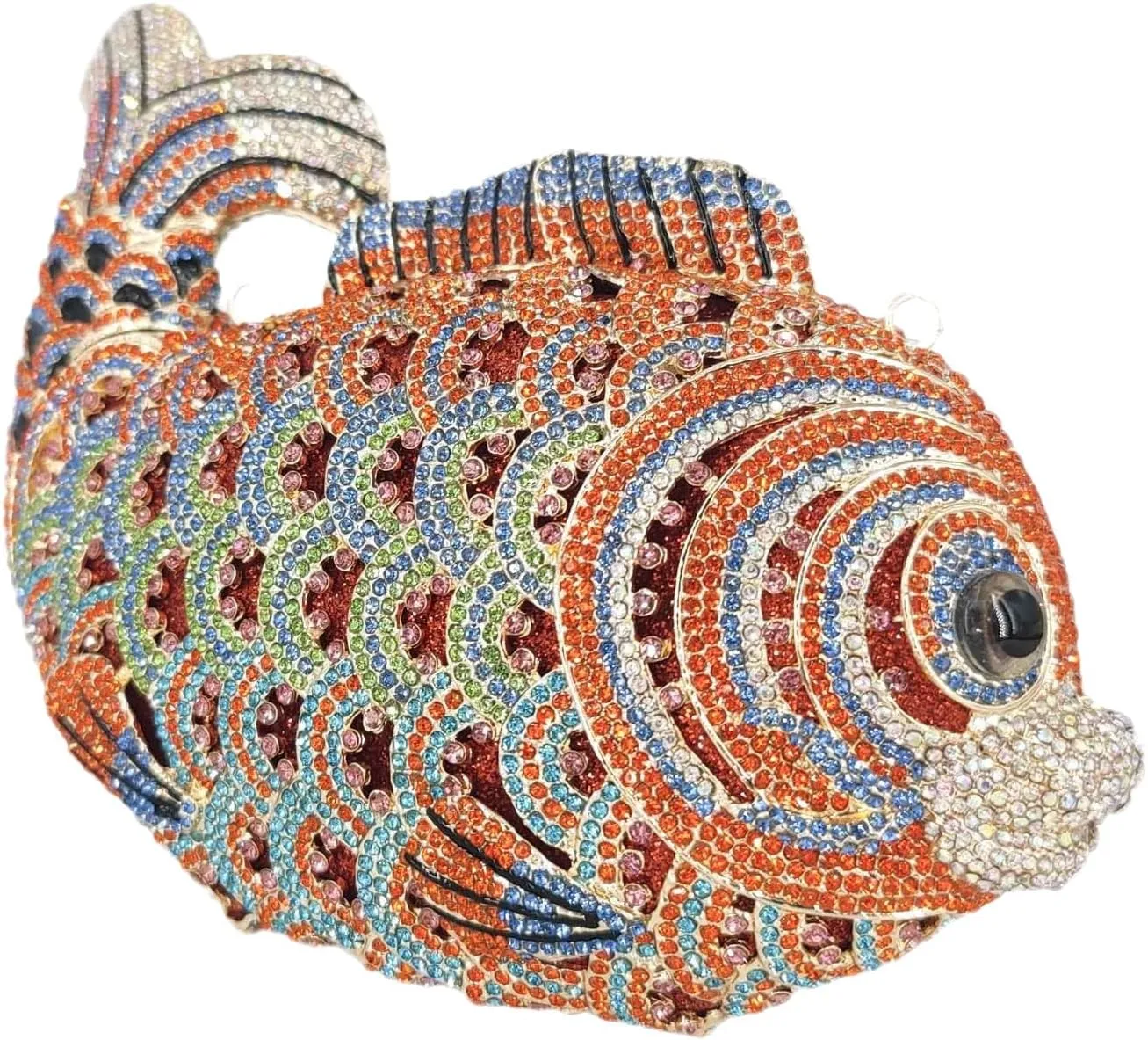Boutique De FGG Fish Rhinestone Clutch Purses for Women Formal Evening Bags Prom Purse Wedding Party Crystal Clutch Bag,Mini