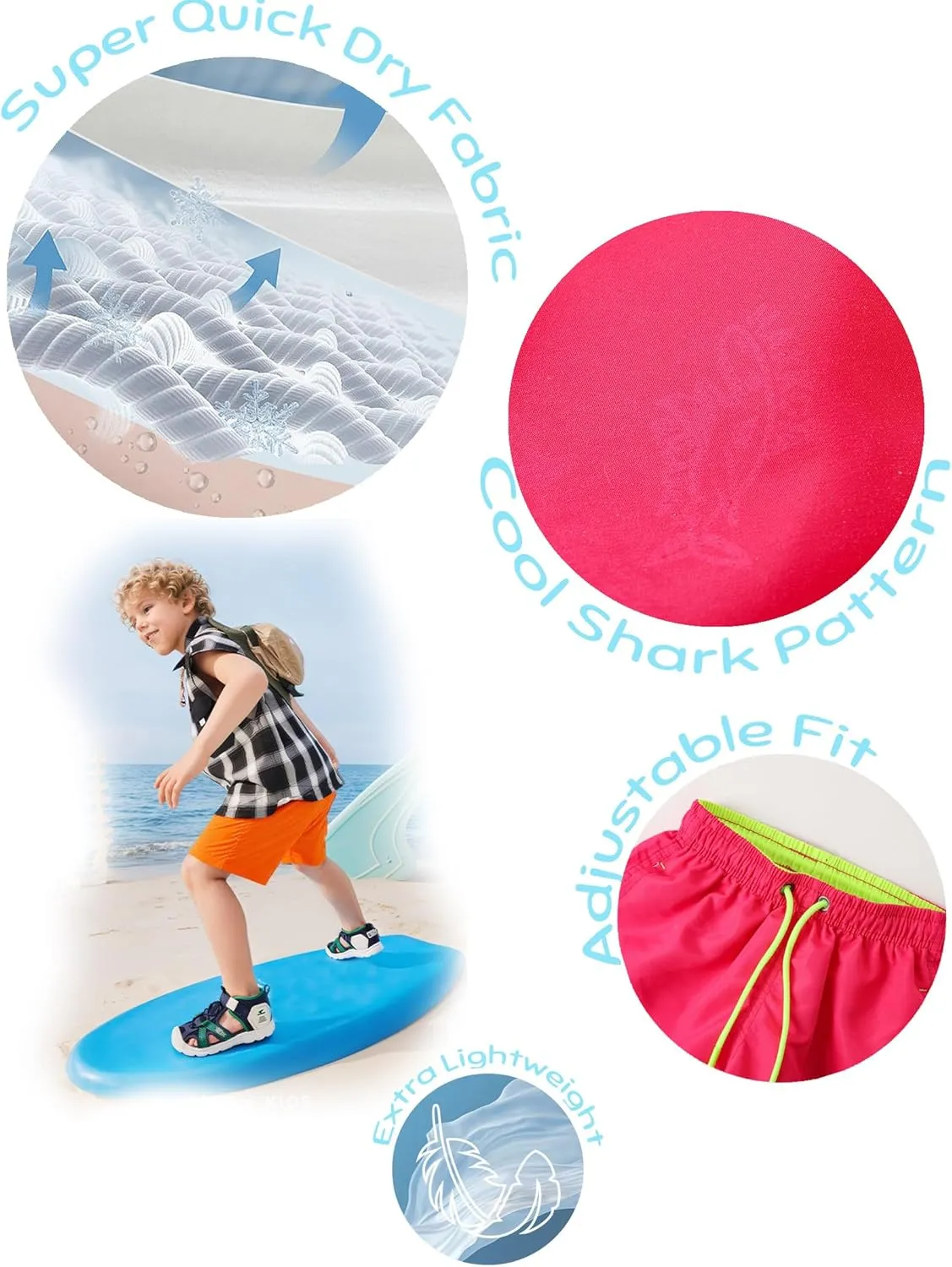 Boys Swim Trunks Boys' Fun Beach Board Shorts 5-14 Years
