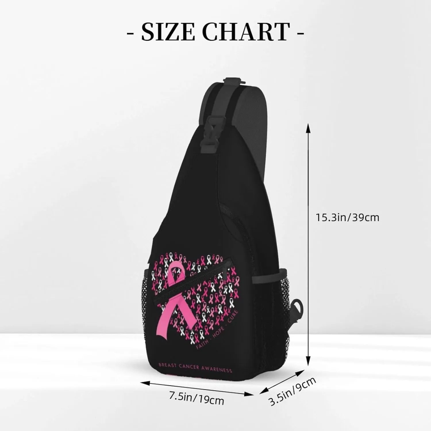 Breast Cancer Awareness Ribbon Faith Hope Love Sunflower Crossbody Bag Sling Bag Chest Bags Travel Shoulder Backpack