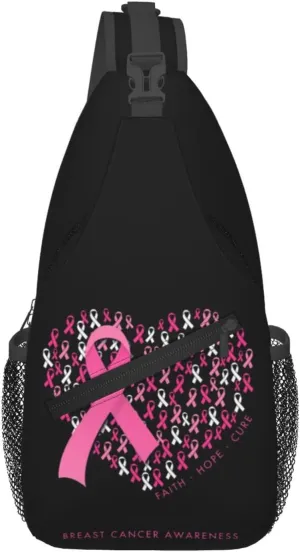 Breast Cancer Awareness Ribbon Faith Hope Love Sunflower Crossbody Bag Sling Bag Chest Bags Travel Shoulder Backpack