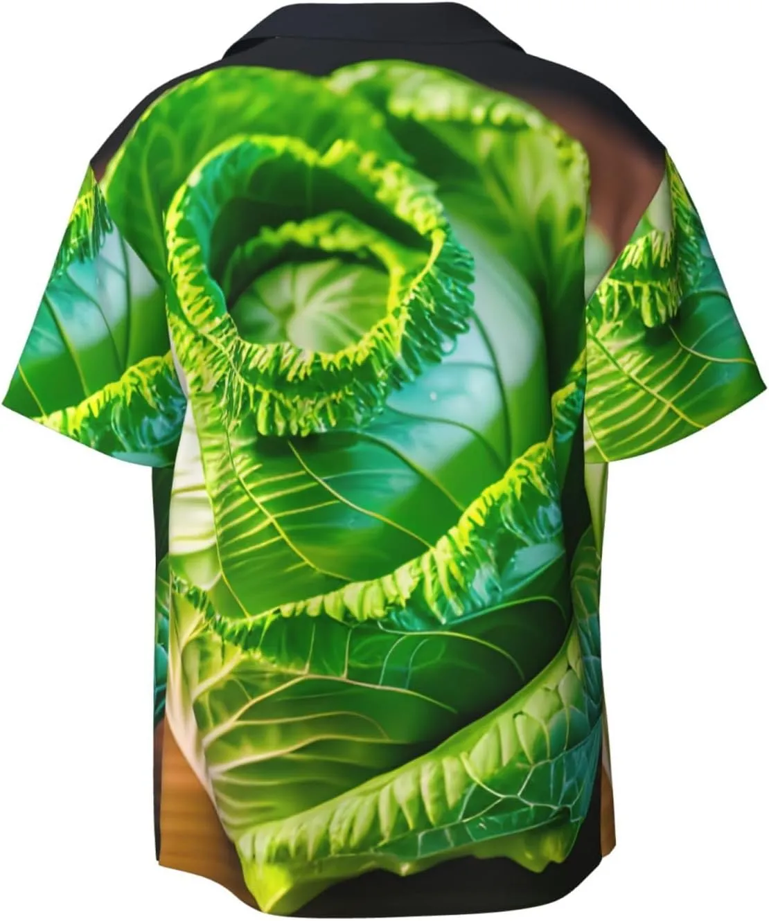 Bright Cabbage Print Mens Polyester Shirt Short Sleeve Button Down Summer Beach Shirts