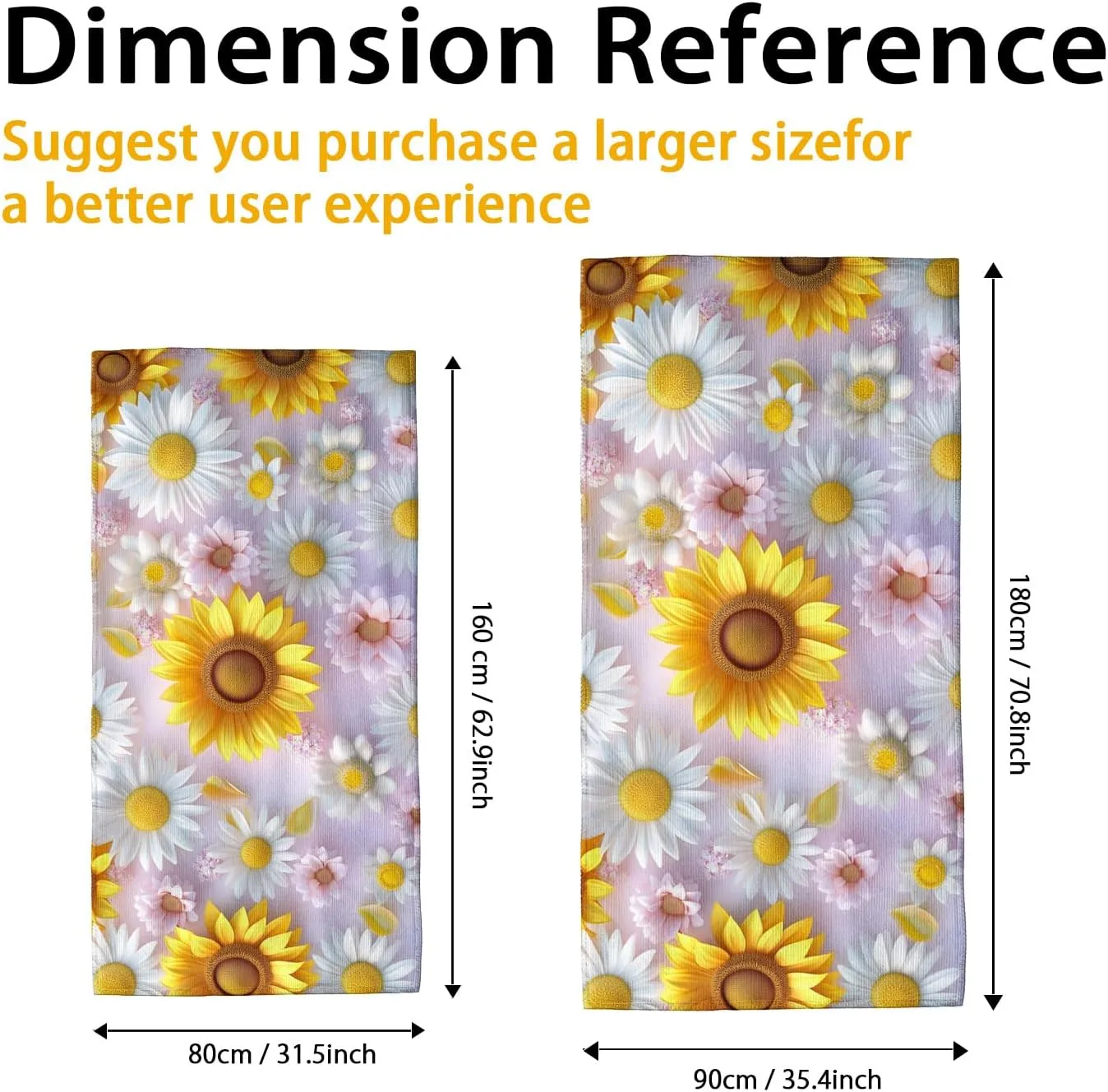 Bright Floral Microfiber Beach Towel Sunny Daisy Sunflower Pattern Quick Dry Soft Sand Free Lightweight Beach Blanket Vacation Picnic Essentials 62x31 Inch