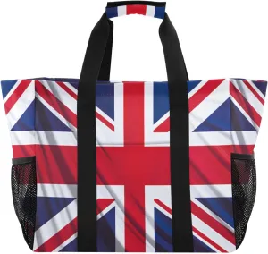 British Flag Large Beach Bag Waterproof Beach Tote Bags for Women Travel Gym Pool