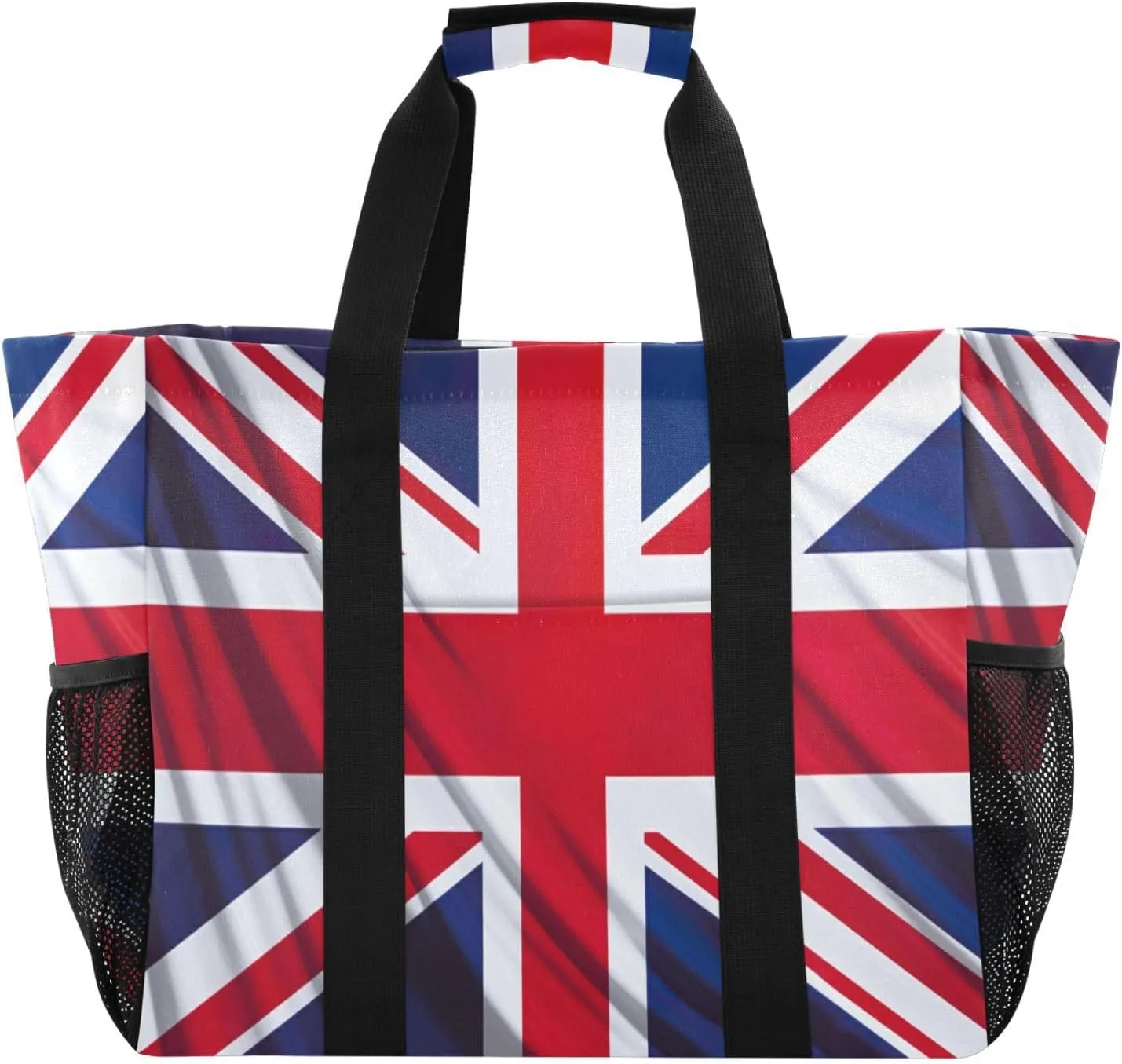 British Flag Large Beach Bag Waterproof Beach Tote Bags for Women Travel Gym Pool