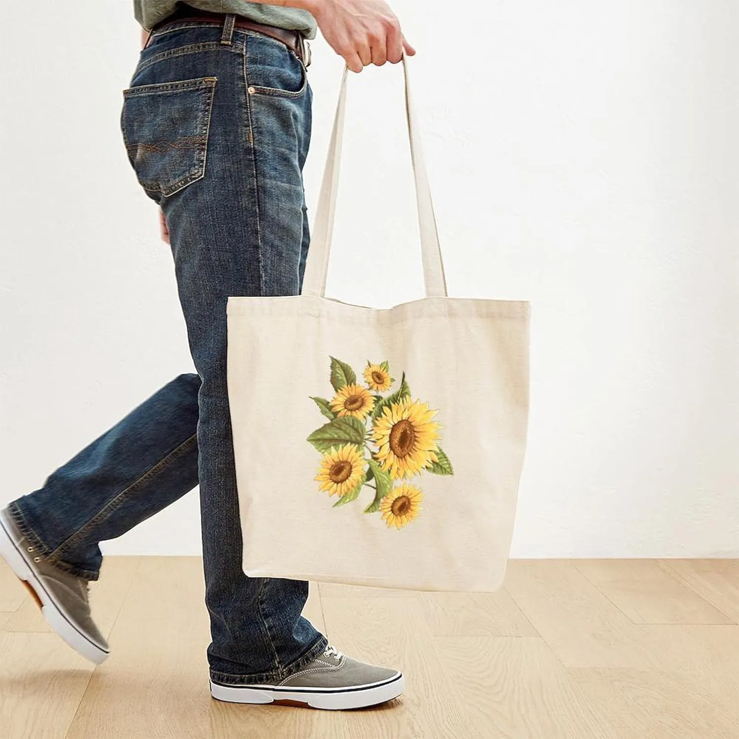 CafePress Sunflower Tote Bag Natural Canvas Tote Bag, Reusable Shopping Bag
