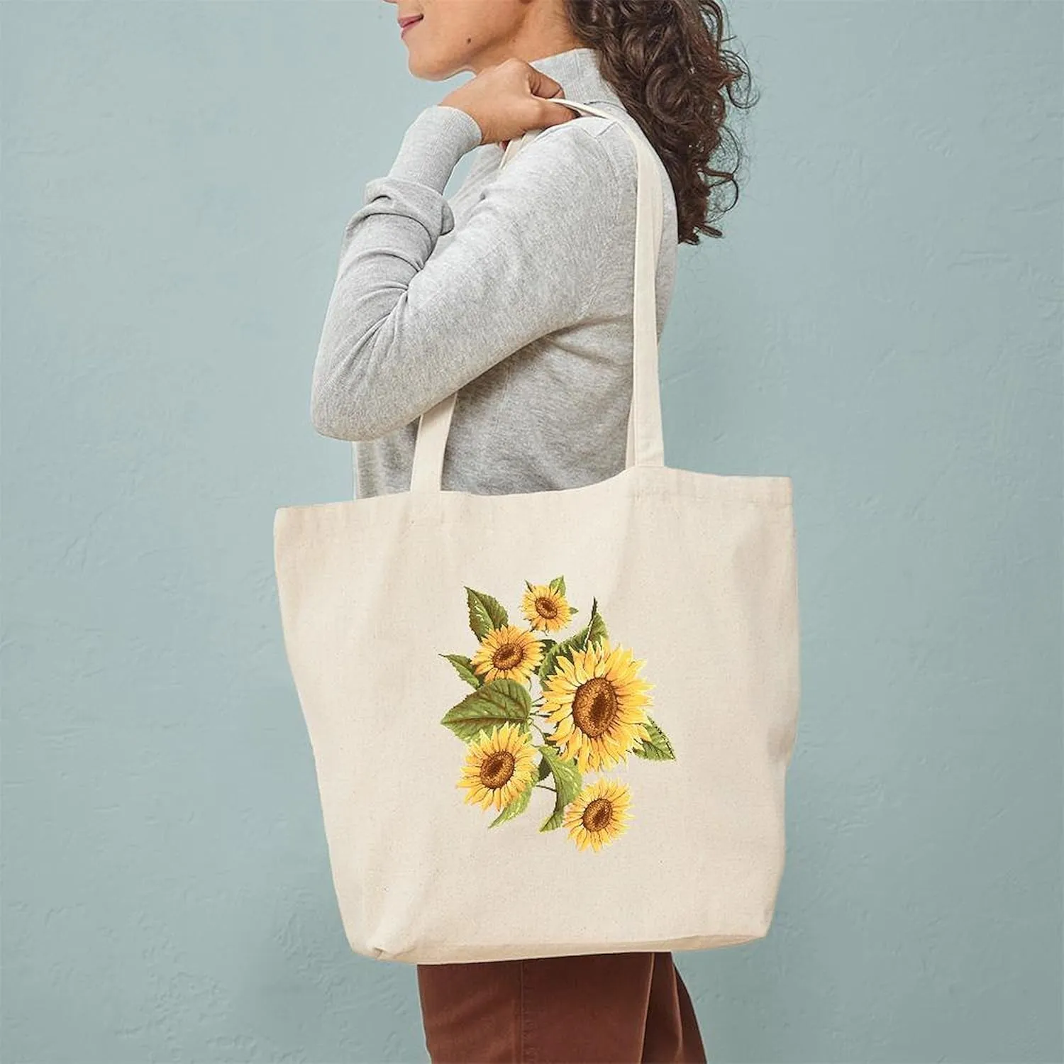 CafePress Sunflower Tote Bag Natural Canvas Tote Bag, Reusable Shopping Bag
