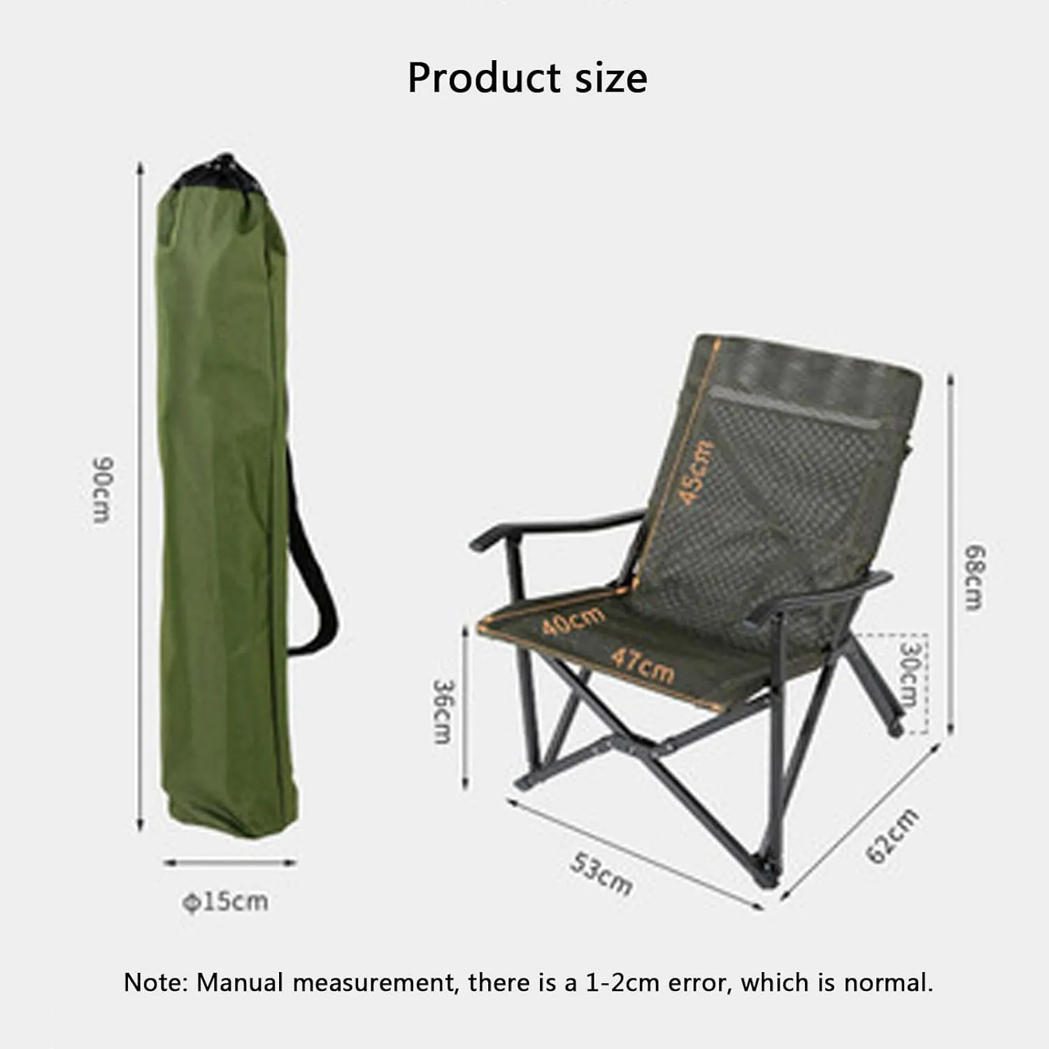 Camping Chair High Backrest Folding Mesh Reclining for Outdoor Beach Picnics Fishing Supports 330LBS-Green