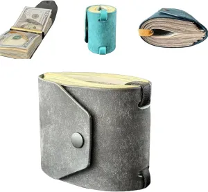 Cash Wrap Wallet with Clasp, Fast Cash Access Money Holder for Cash Leather Money Holder Handy Purse Bands Wallet Organizer (Grey)