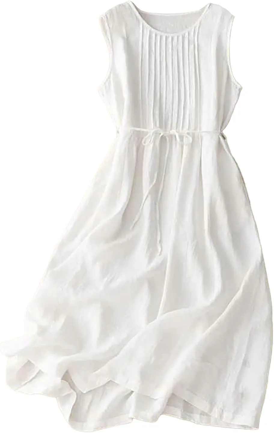 Casual Summer Dresses for Women 2025,Women's Classy Sleeveless Long Summer Dress Loose Fit Crew Neck Solid Color Dress