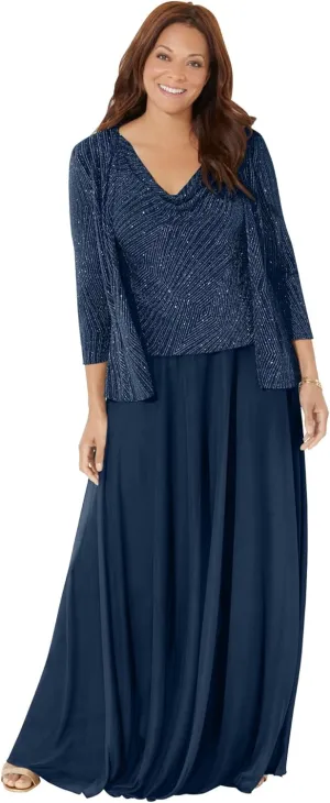 Catherines Women's Plus Size Glimmer Jacket Dress