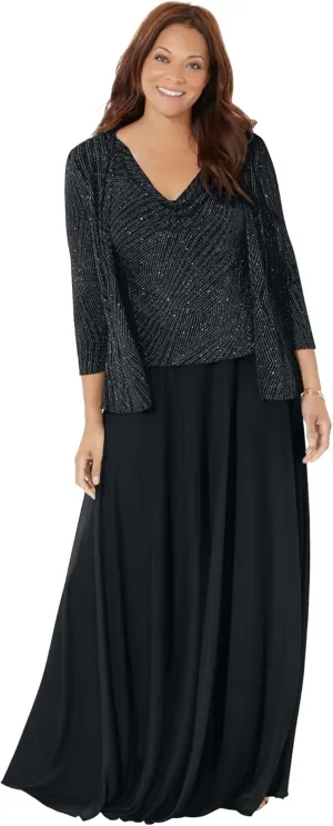 Catherines Women's Plus Size Glimmer Jacket Dress