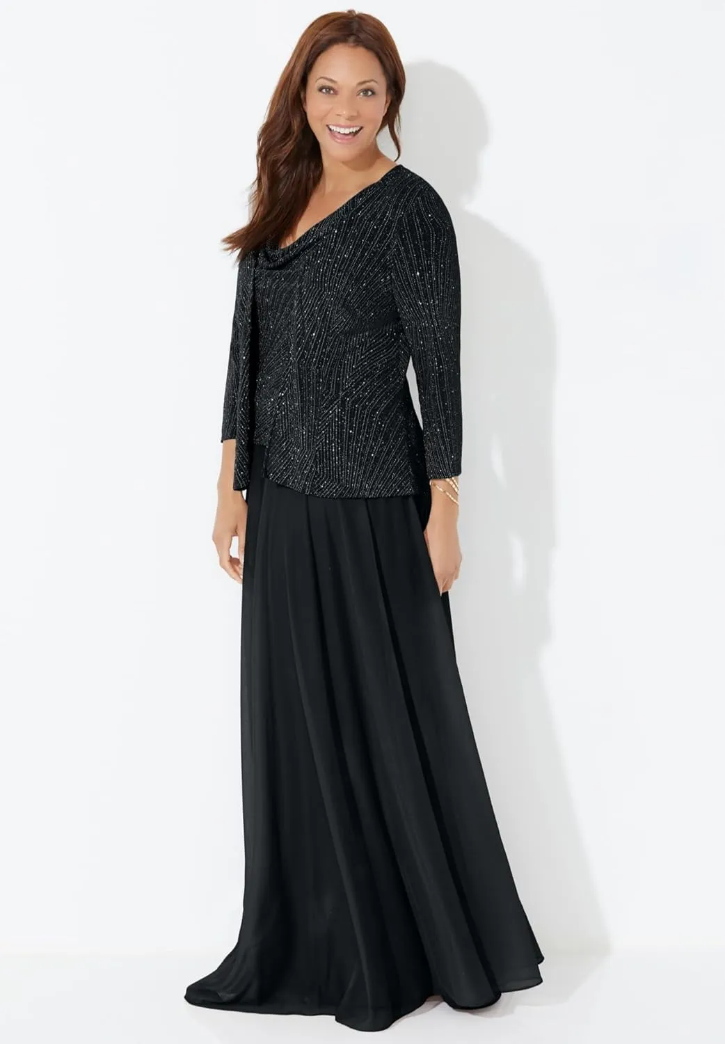 Catherines Women's Plus Size Glimmer Jacket Dress